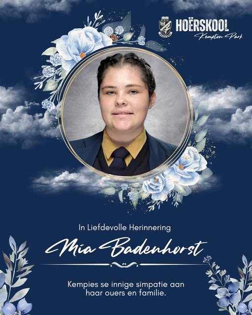 In Loving Memory of Mia Badenhorst (Grade 10) — Kempton Park, Gauteng, South Africa — A Cherished Student Remembered with Love and Sorrow